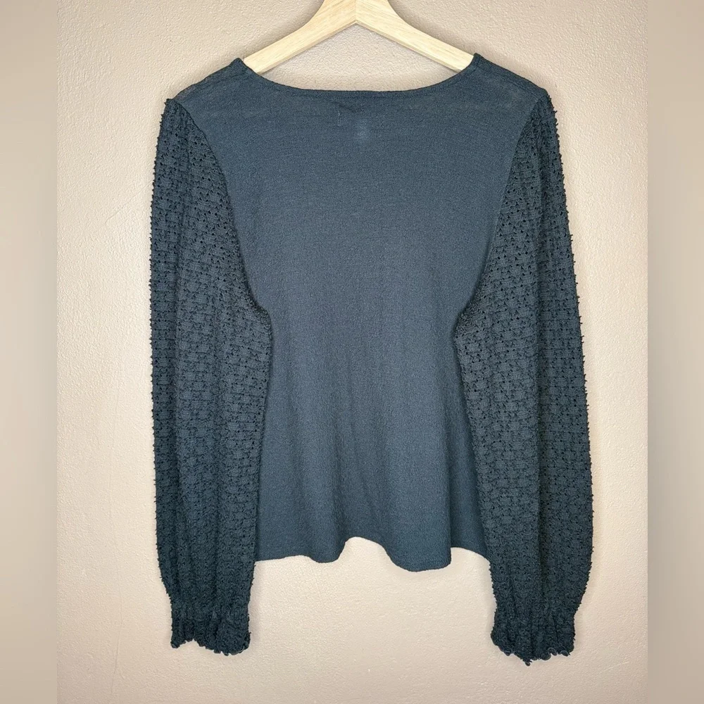 Madewell Texture & Thread Eyelet Mix Ruffle-Sleeve Top Sz Large Whimsigoth Boho - Picture 10 of 14